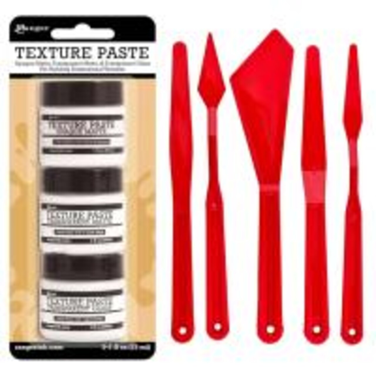 Ranger Texture Paste Set – Includes Opaque, Transparent Gloss, and Transparent Matte Texture Pastes with 5 Pixiss Spreader Tools for Crafting, Mixed Media, and Scrapbooking